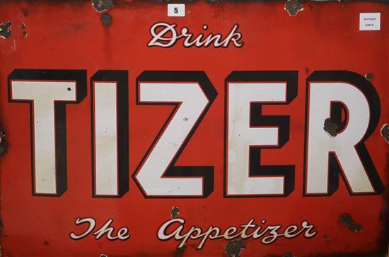 An enamel advertising sign for Tizer 51 x 76cm
